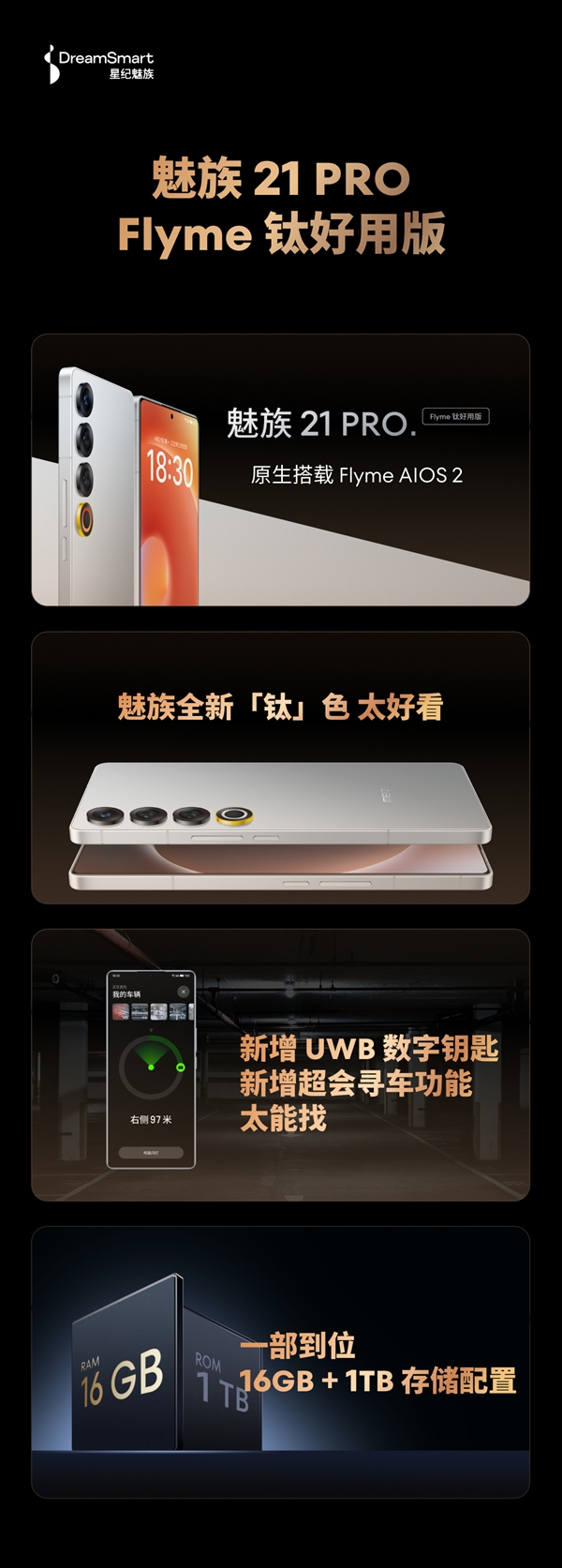 国补价3499元！魅族21 PRO Flyme钛好用版发布：用上24K纯金