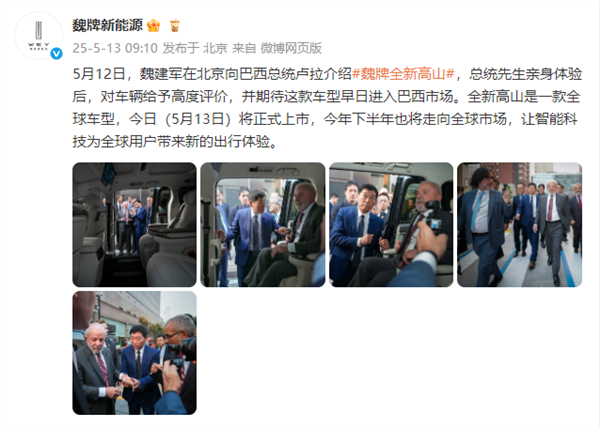 巴西总统亲自体验魏牌全新高山车型 长城魏建军陪同接待