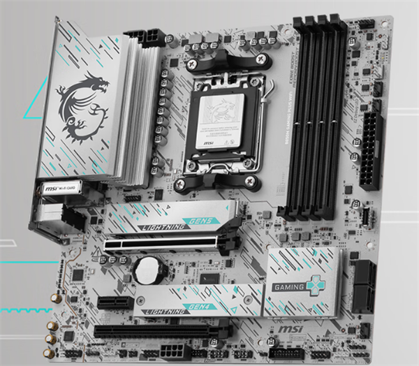 1199元 微星推出B850M GAMING PLUS WIFI主板：纯白PCB设计