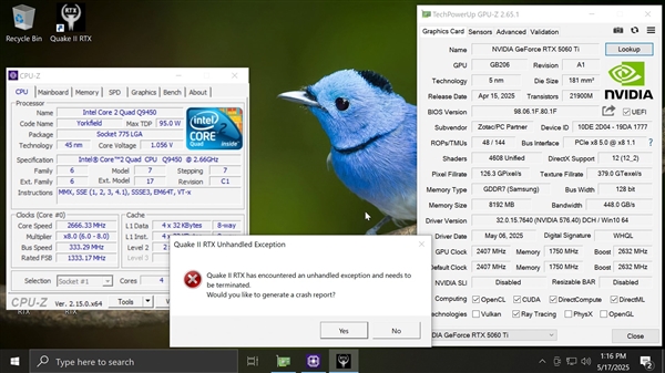 RTX 5060 Ti配上老古董Core 2首次实测：光追游戏大翻车