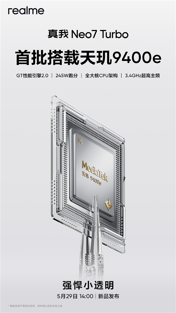 真我Neo7 Turbo透明灰真机首曝：透明背壳 1:1还原内部结构