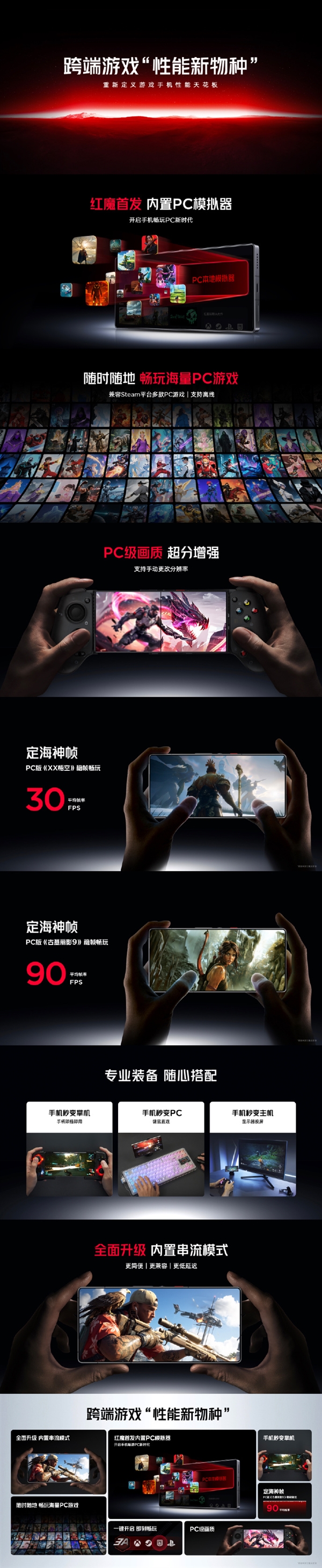 红魔10S Pro首发内置PC模拟器：兼容Steam 手机也能30帧玩《黑神话》