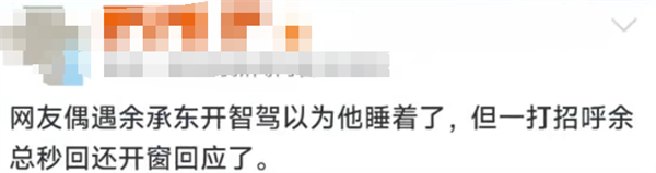 网友偶遇余承东开车时低头 以为睡着 打招呼秒开窗回应