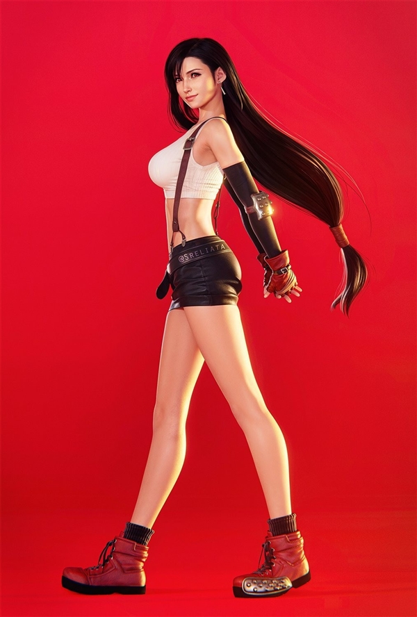 《最终幻想7》蒂法新3D美图 穿《GTA6》女主服装更性感迷人