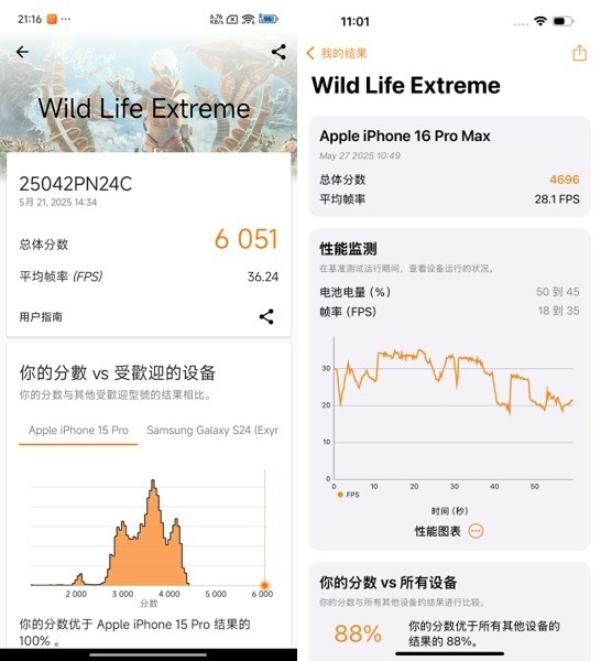 巅峰对决！小米玄戒O1/苹果A18 Pro对比实测