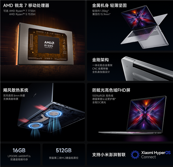 国补2239.2元起！REDMI Book 14锐龙版2025发布：可选锐龙5 7535H/7 7735H