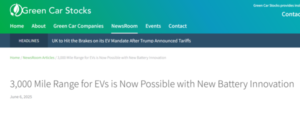 燃油车可以退了！科学家成功研发出全新电动车电池：单次充电行驶超4800公里