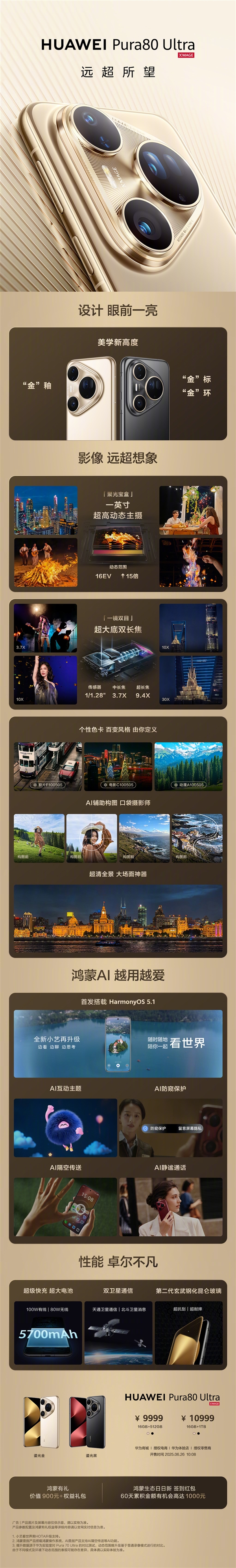 鸿蒙最强万元机皇！一图了解华为Pura 80 Ultra：9999元起