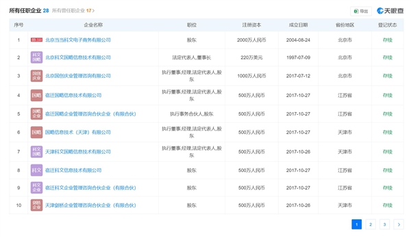 李国庆俞渝离婚冲上热搜榜：双方仍共同关联13家企业