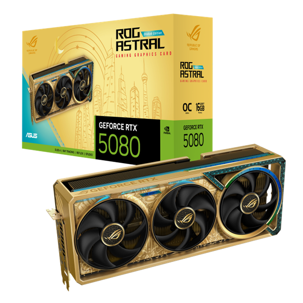 用了6.5克真黄金！华硕推出ROG RTX 5080 Dhahab显卡：外观同样奢华