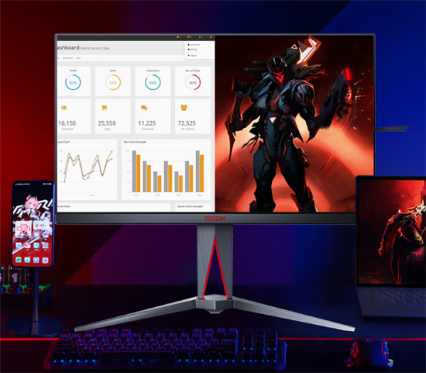 AOC推出新款27寸MiniLED显示器：支持双模切换 9216颗发光灯珠