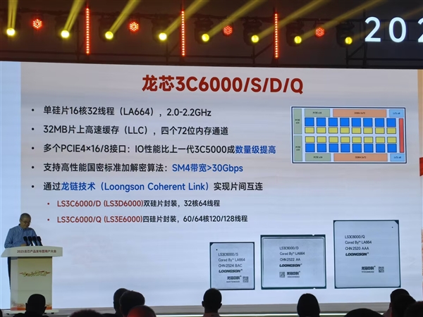 最高64核心128线程！龙芯3C6000系列处理器正式发布：性能可达至强8380