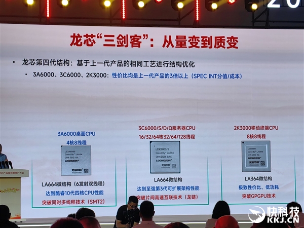 龙芯2K3000/3B6000M发布：首次一心两用、极致性价比