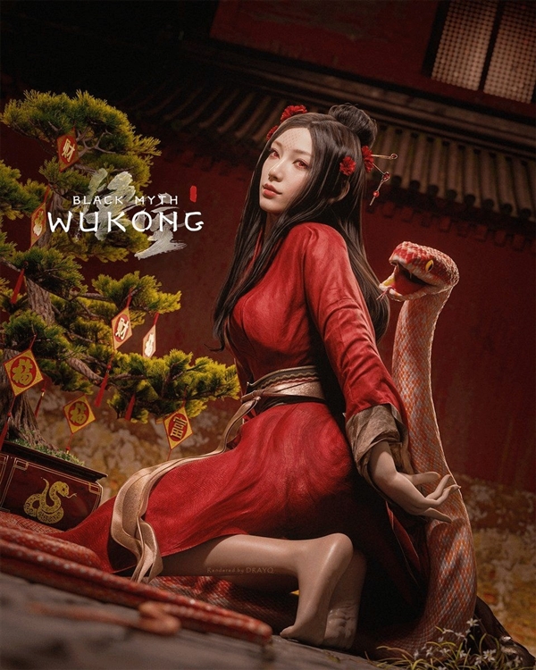 《黑神话》3D新艺术图欣赏 四妹卧溪边嗅起花香