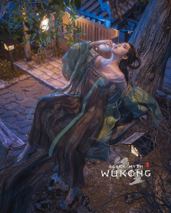 《黑神话》3D新艺术图欣赏 四妹卧溪边嗅起花香