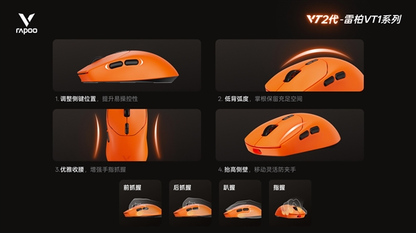 199元普及双8K回报率！雷柏VT1系列电竞鼠标发布：49g中小手绝配
